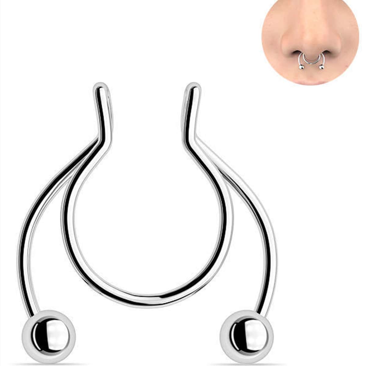 

1pc Stainless Steel Nose Ring, Silver