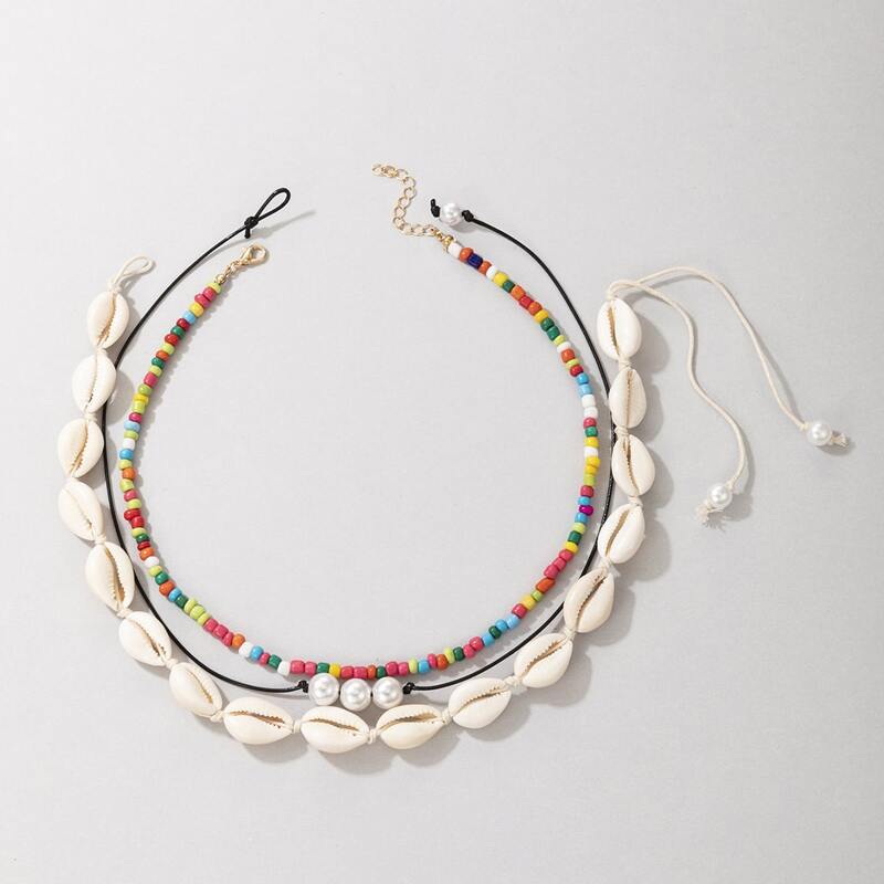 

3pcs Shell Design Necklace, Multicolor