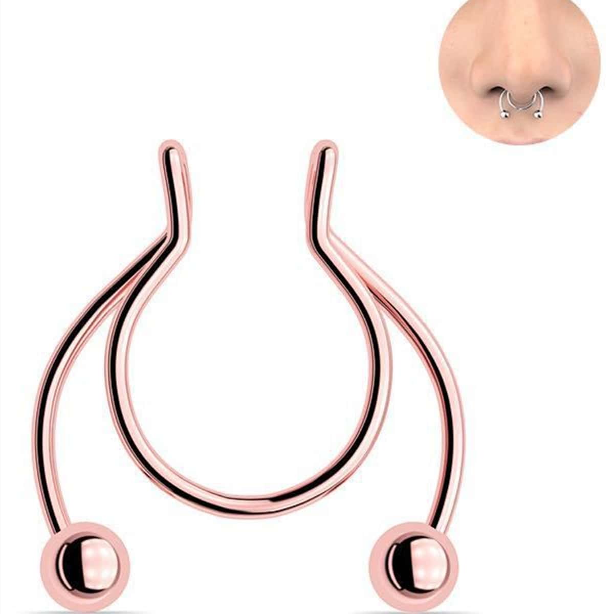 

1pc Stainless Steel Nose Ring, Rose gold