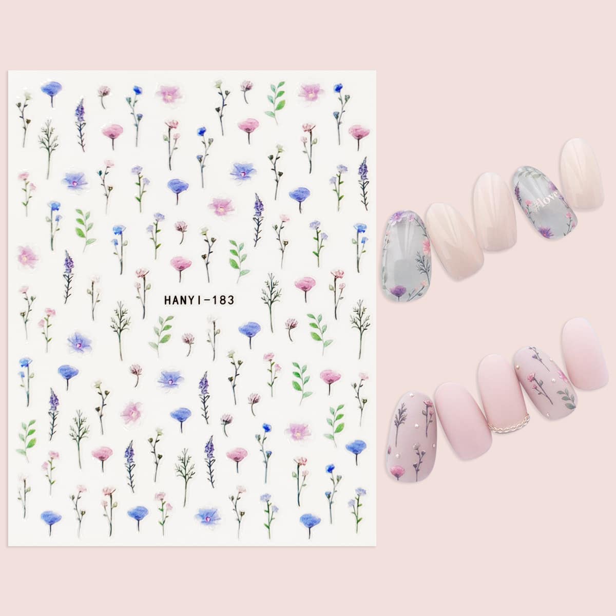 

1sheet Ditsy Floral Nail Art Sticker, Multicolor