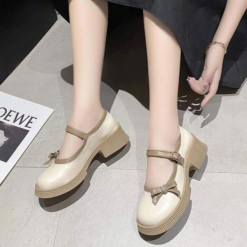 

Bow Decor Mary Jane Pumps, Beige