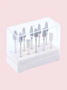 1入組透明盒收納塑料收納盒收納盒容器，用於收納美甲鑽頭，塑料盒美甲工具收納盒 - 白色 - 查看 2