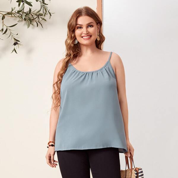 

Plus Ruched Cami Top, Dusty blue