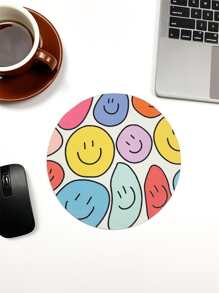 Alfombrilla de ratón redonda con dibujos animados de sonrisa