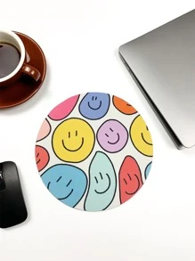 Alfombrilla de ratón redonda con dibujos animados de sonrisa