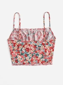 Soleia Top de tirantes con estampado floral pecho con fruncido