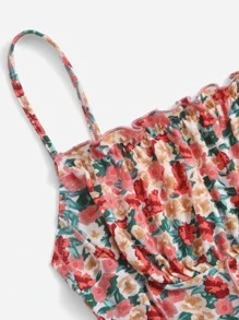 Soleia Top de tirantes con estampado floral pecho con fruncido