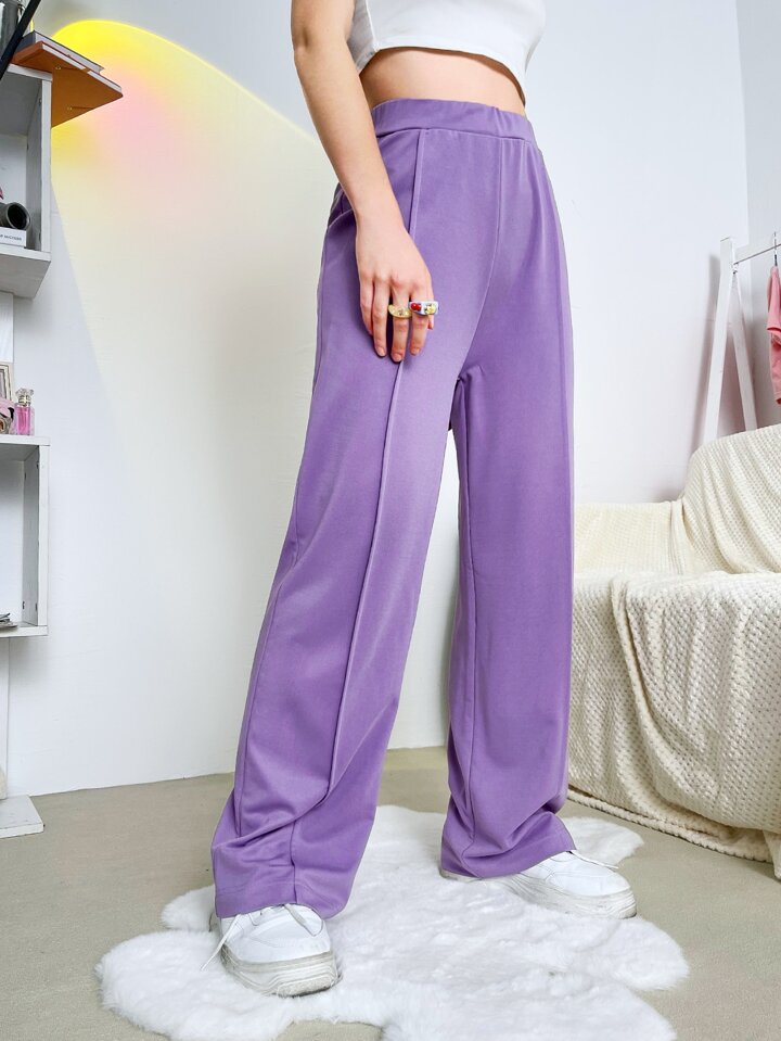 Lo nuevo en Pantalones de pierna ancha de cintura elástica!| ROMWE