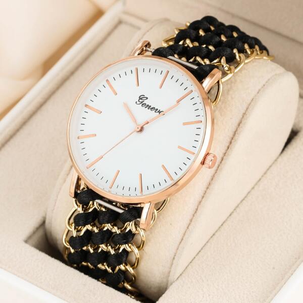 

Round Pointer Braided Strap Quartz Watch