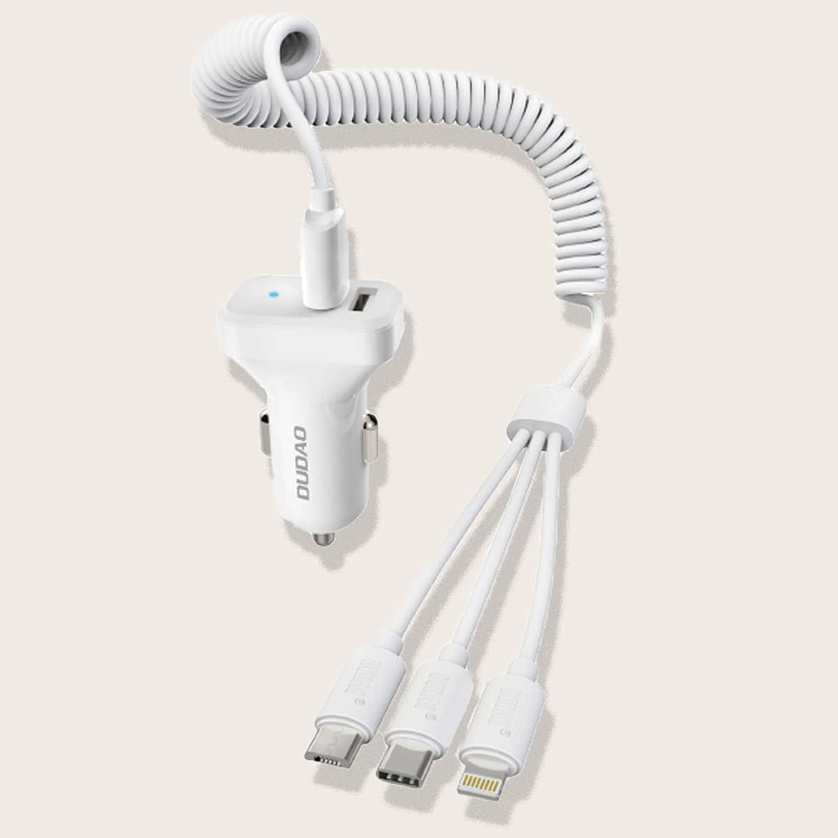 

1pc 3 In 1 Data Cable & 1pc 2 Port USB Car Charger, White