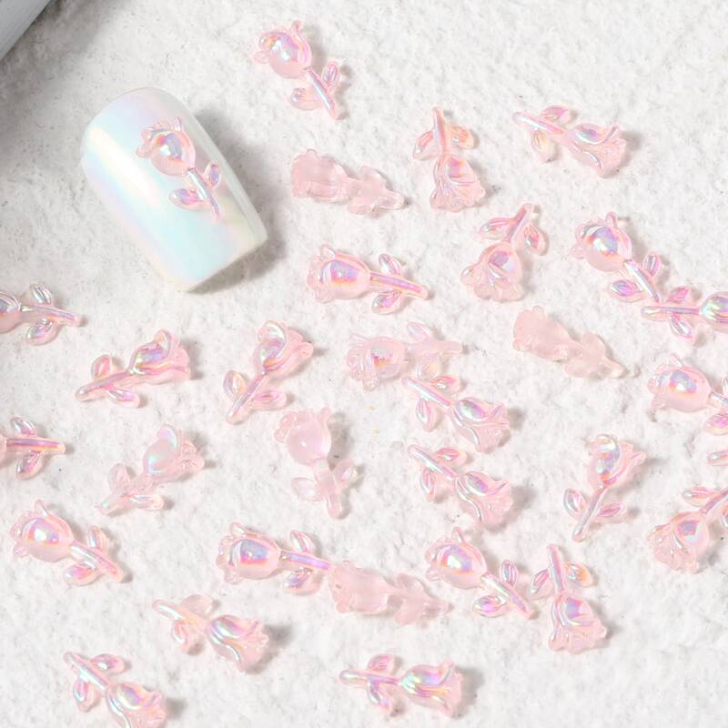 

30pcs Flower Nail Art Decoration, Pink