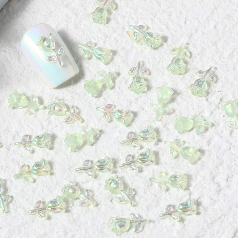 

30pcs Flower Nail Art Decoration, Green