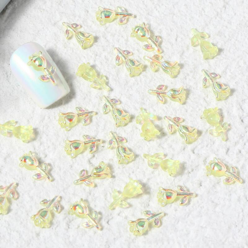

30pcs Flower Nail Art Decoration, Yellow