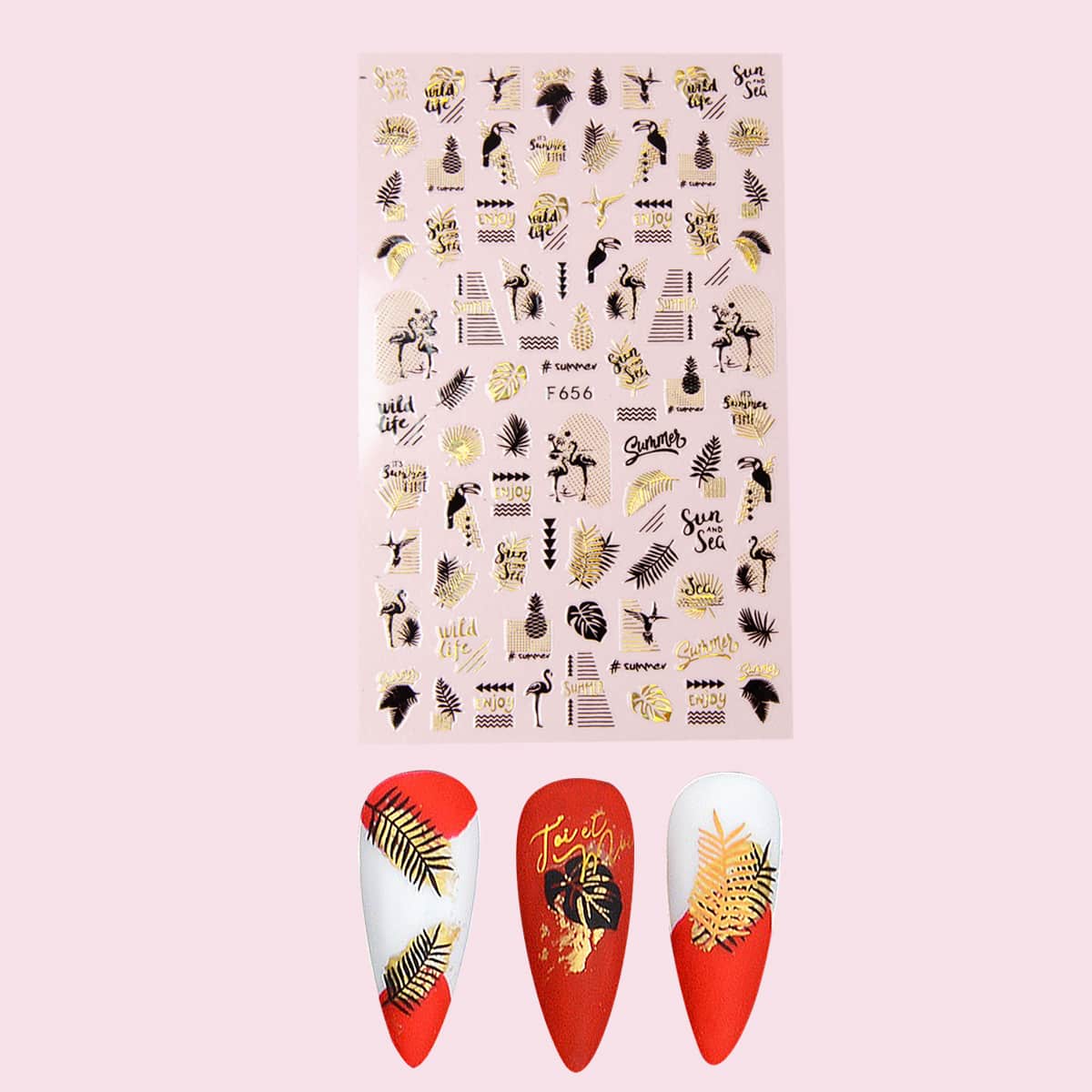 

1sheet Flamingo Nail Art Sticker, Multicolor
