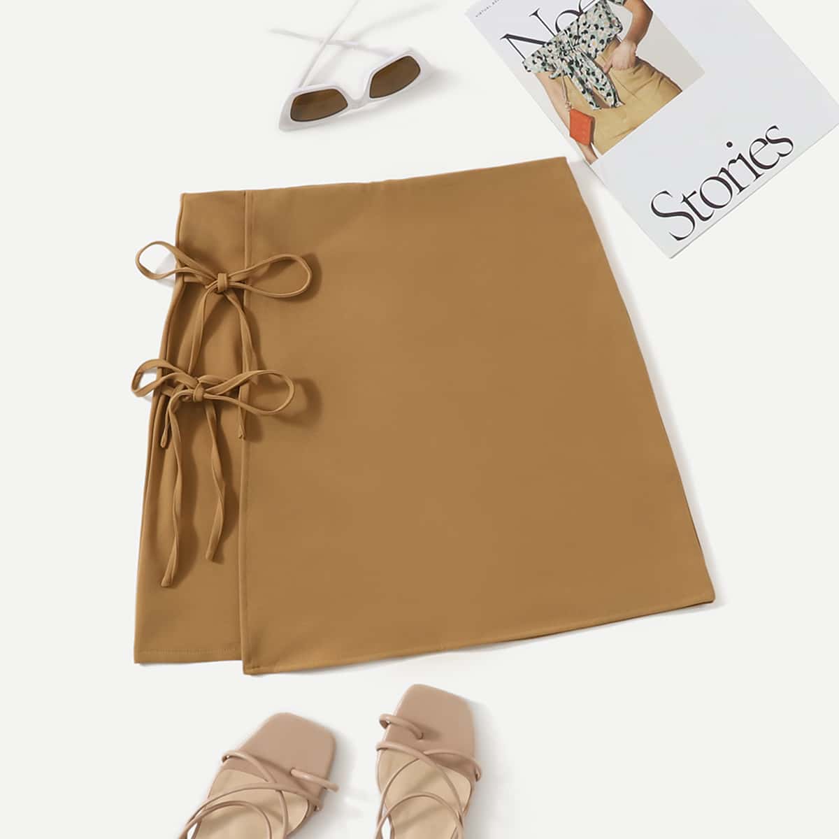 

Solid Knot Side Skirt, Brown
