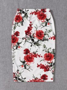 SHEIN Clasi 大碼彈性腰帶印花半身裙 - 彩色 - 查看 3