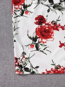 SHEIN Clasi 大碼彈性腰帶印花半身裙 - 彩色 - 查看 4