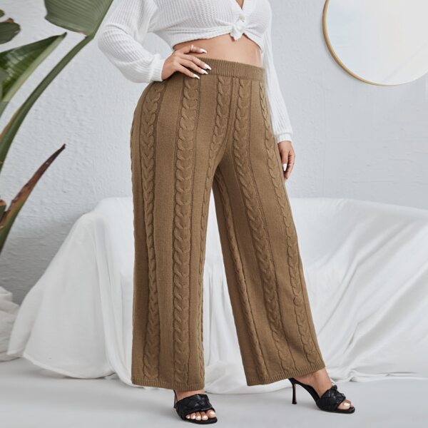 

Plus Cable Knit Wide Leg Pants, Brown