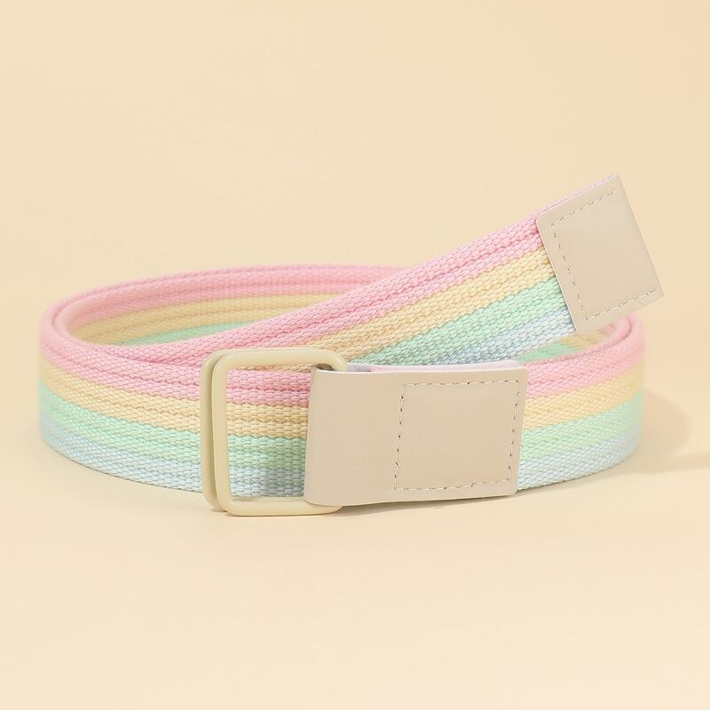 

Square Buckle Tape Belt, Multicolor