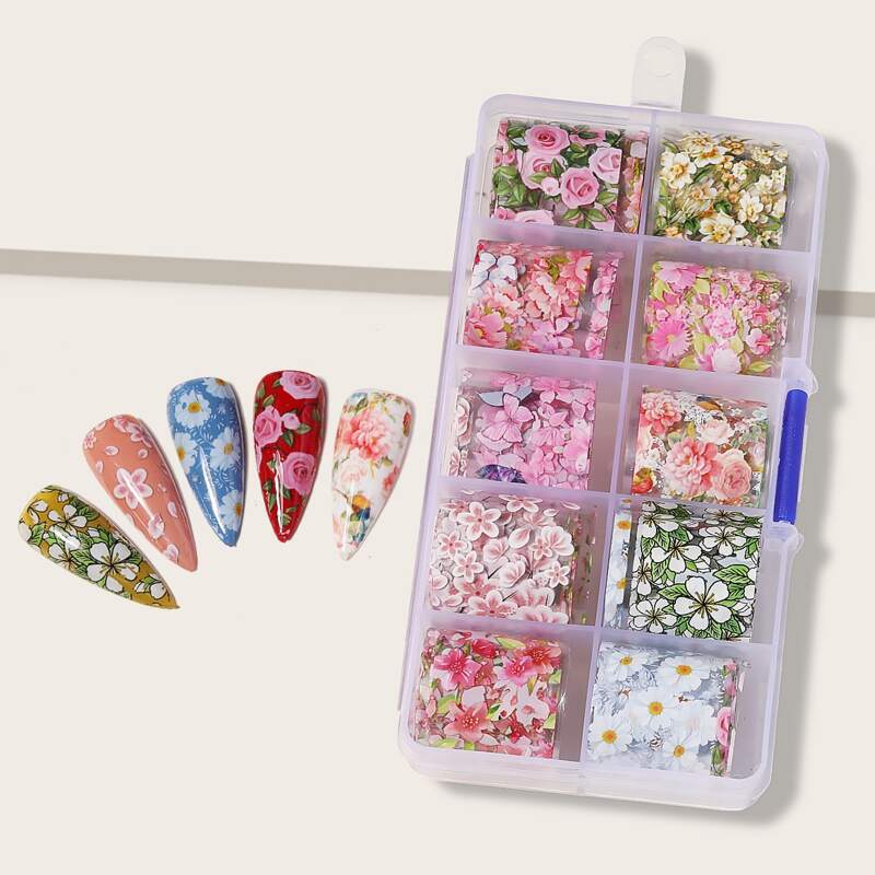 

10rolls Floral Nail Art Sticker, Multicolor