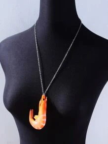 Shrimp Charm Necklace - Orange - View 2