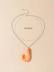 Shrimp Charm Necklace - Orange - View 3