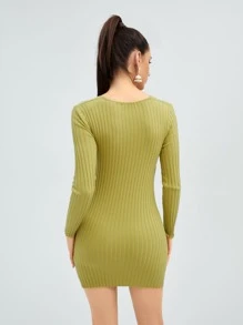SHEIN Unity Solid Twist Cut Out Bodycon Sweater Dress