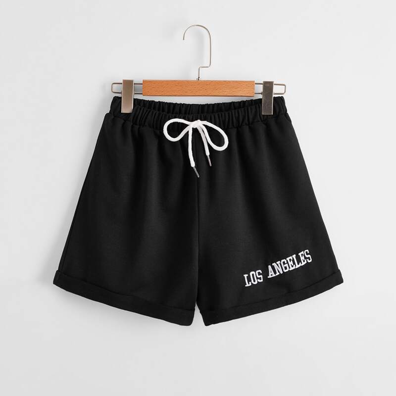 

Letter Graphic Shorts, Black