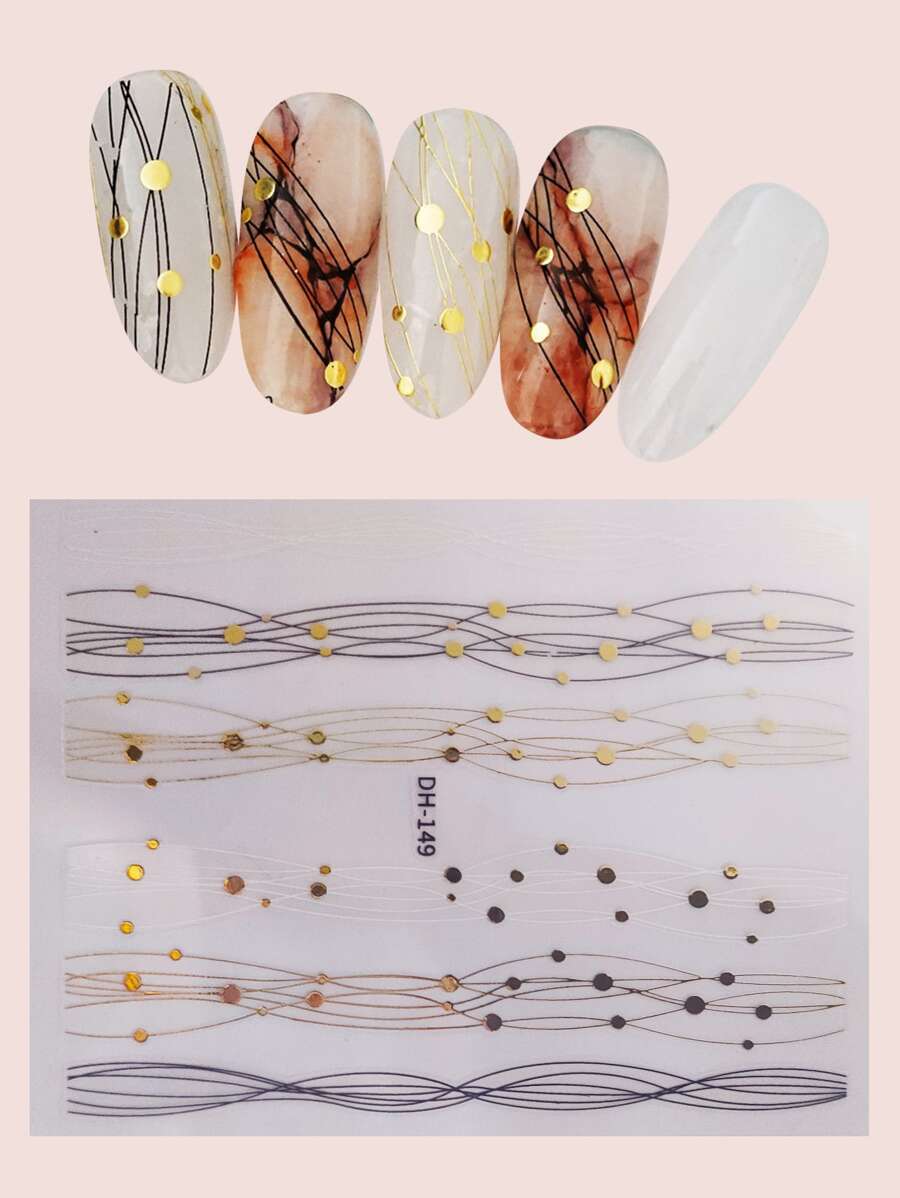 1sheet Line Art Nail Art Sticker Nail Stickers DIY - Multicolor - View 1