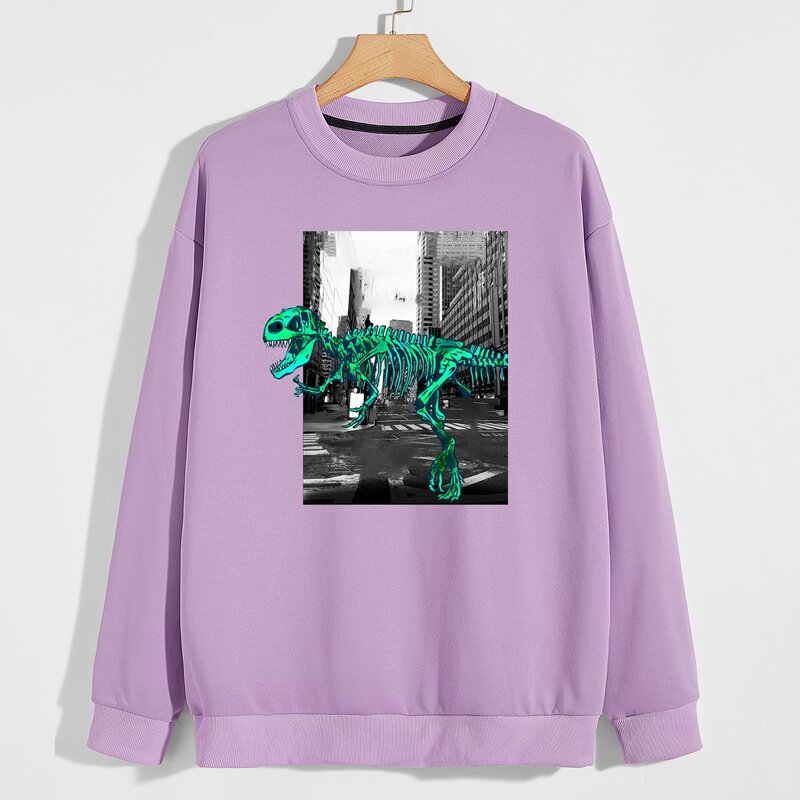 

Guys Dinosaur Skeleton Print Sweatshirt, Lilac purple