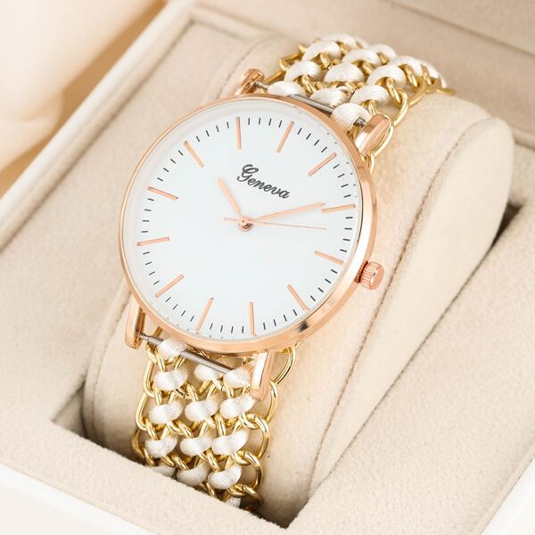 

Round Pointer Braided Strap Quartz Watch