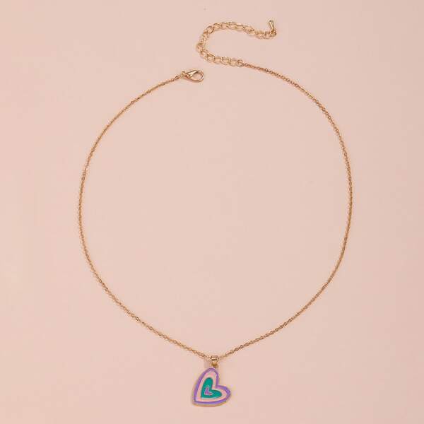 

Heart Pendant Necklace, Multicolor