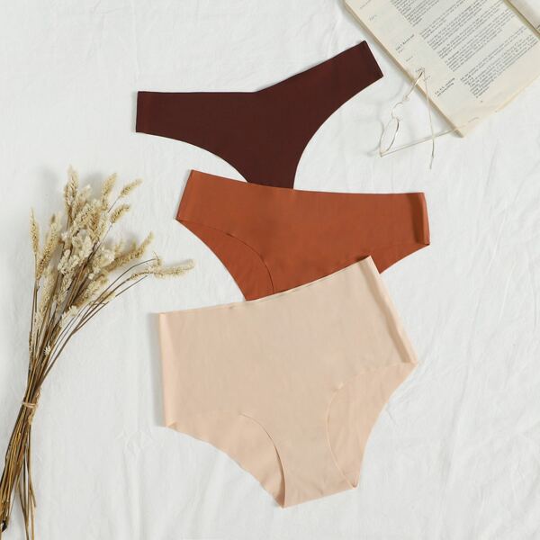 

3pack Solid No Show Panty Set, Multicolor