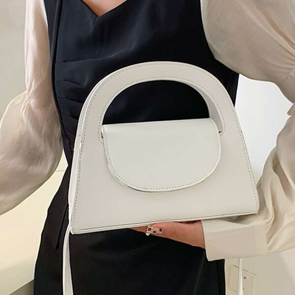 

Minimalist Flap Satchel Bag, White