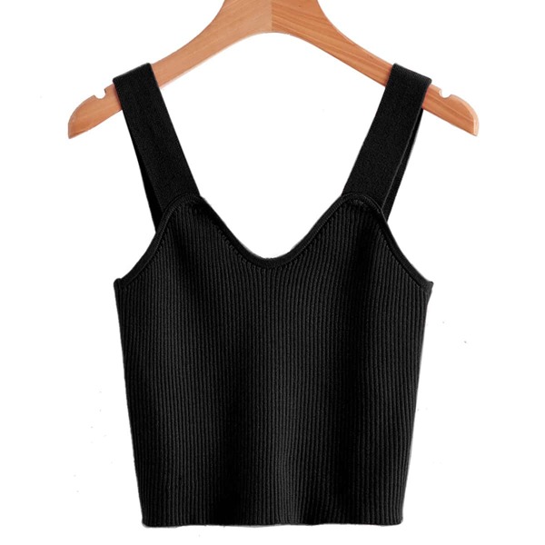 

Rib-knit Solid Sweater Vest, Black