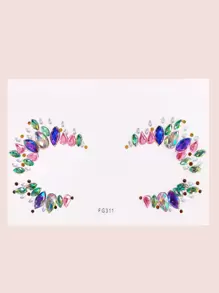 1sheet Water-Drop Rhinestone Eye Tattoo Sticker - Multicolor - View 1