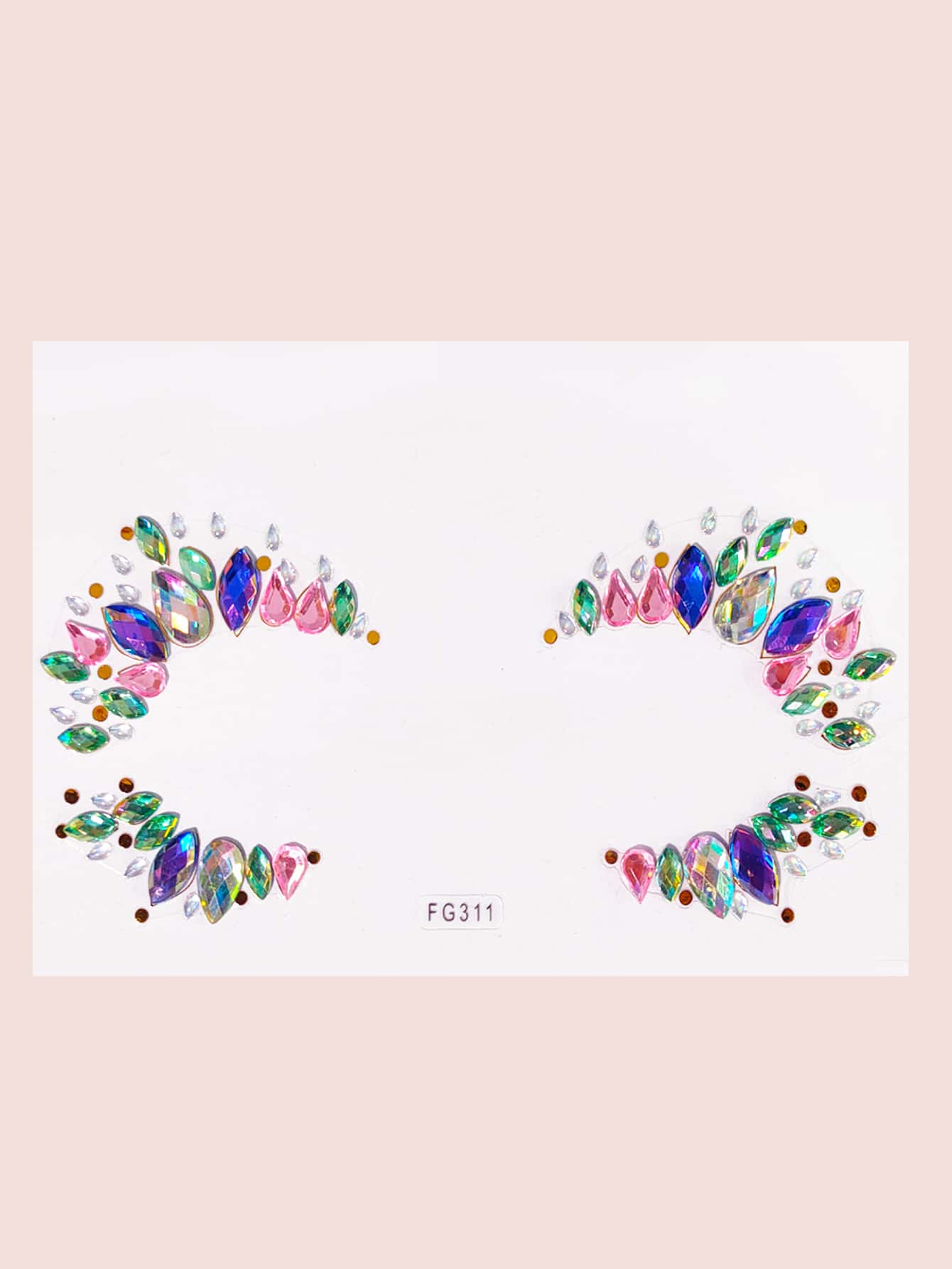 1sheet Water-Drop Rhinestone Eye Tattoo Sticker - Multicolor - View 1