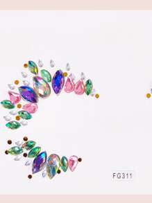 1sheet Water-Drop Rhinestone Eye Tattoo Sticker - Multicolor - View 3