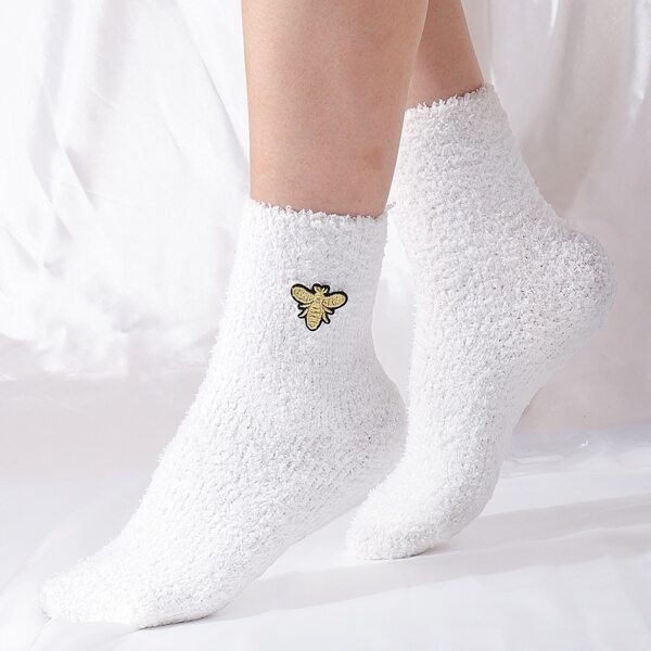 

Animal Print Fuzzy Socks, White
