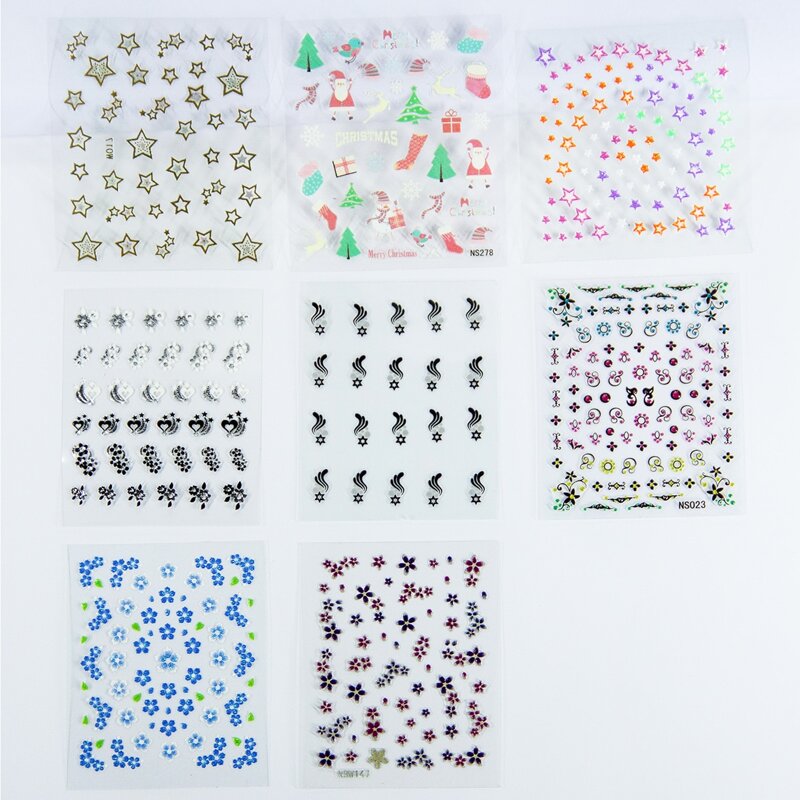 

8sheets Floral Nail Art Sticker, Multicolor
