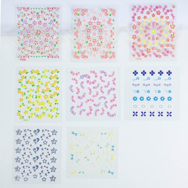 

8sheets Floral Nail Art Sticker, Multicolor