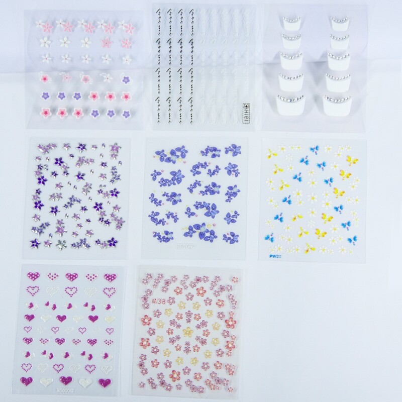 

8sheets Floral Nail Art Sticker, Multicolor