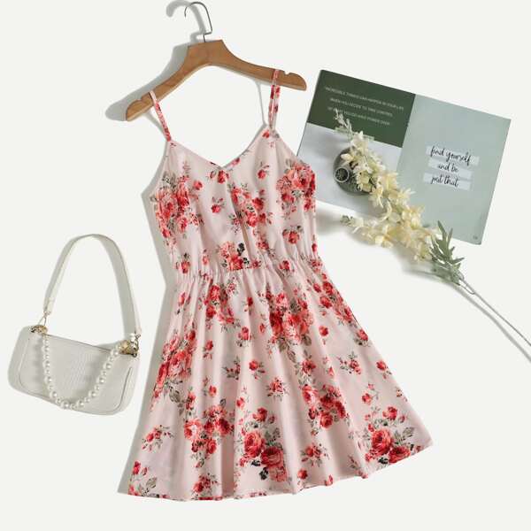 

Floral Print Cami Dress, Multicolor