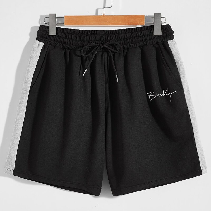 

Guys Letter Graphic Shorts, Black