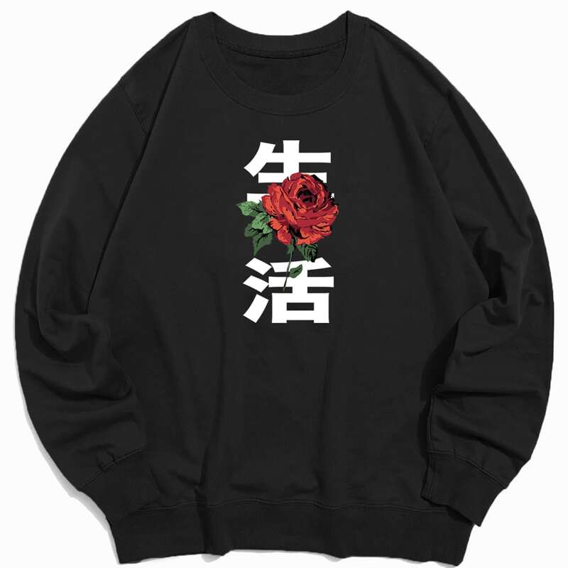 

Guys Floral Print Sweatshirt, Black