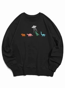 Sweatshirt med Grafiskt Tecknat Tryck - Svart - Visa 1