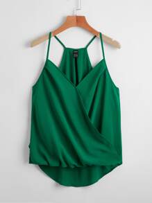 SHEIN VCAY Wrap Front Cami Top - Green - View 1