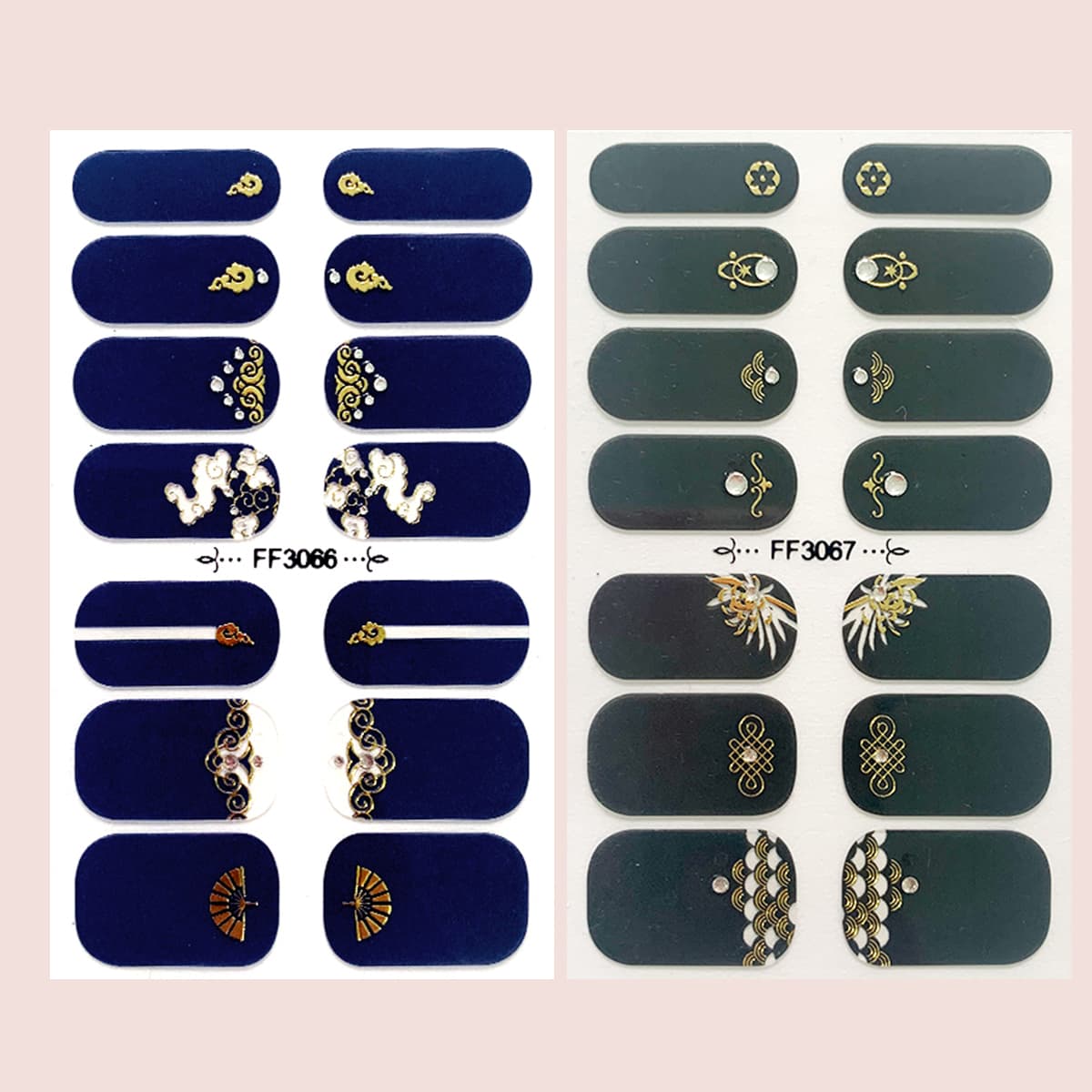 

2sheets Rhinestone Decor Nail Sticker, Multicolor