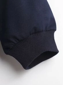 小女童字母圖案蘇格蘭格紋荷葉邊衛衣連衣裙 - 藏蓝色 - 查看 4