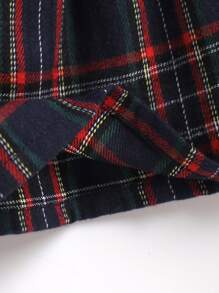 小女童字母圖案蘇格蘭格紋荷葉邊衛衣連衣裙 - 藏蓝色 - 查看 6
